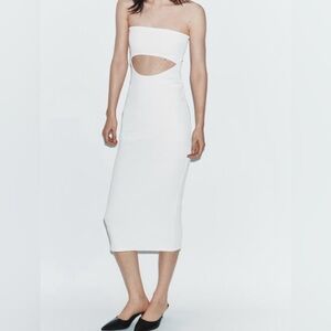 Zara Strapless Cut-Out Midi Dress